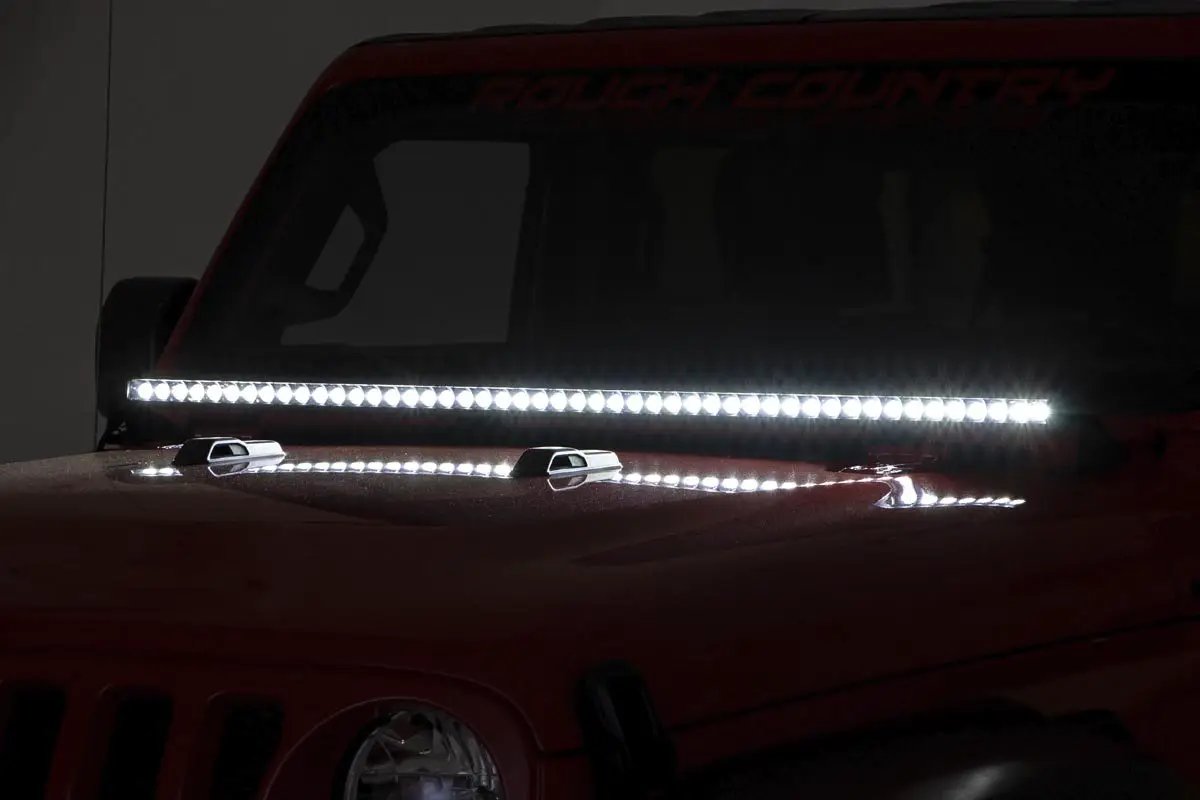 LED Light Kit | Cowl Mount | 50" Spectrum Single Row | Jeep Gladiator JT/Wrangler JL (18-26) by Rough Country