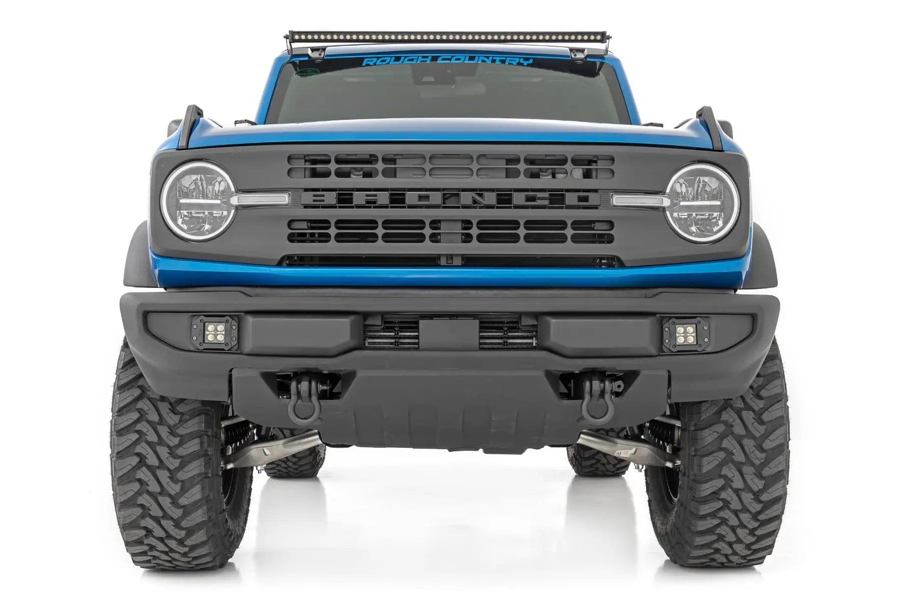 LED Light Kit | Upper Windshield | 50" Black Single Row | Ford Bronco (21-26) by Rough Country