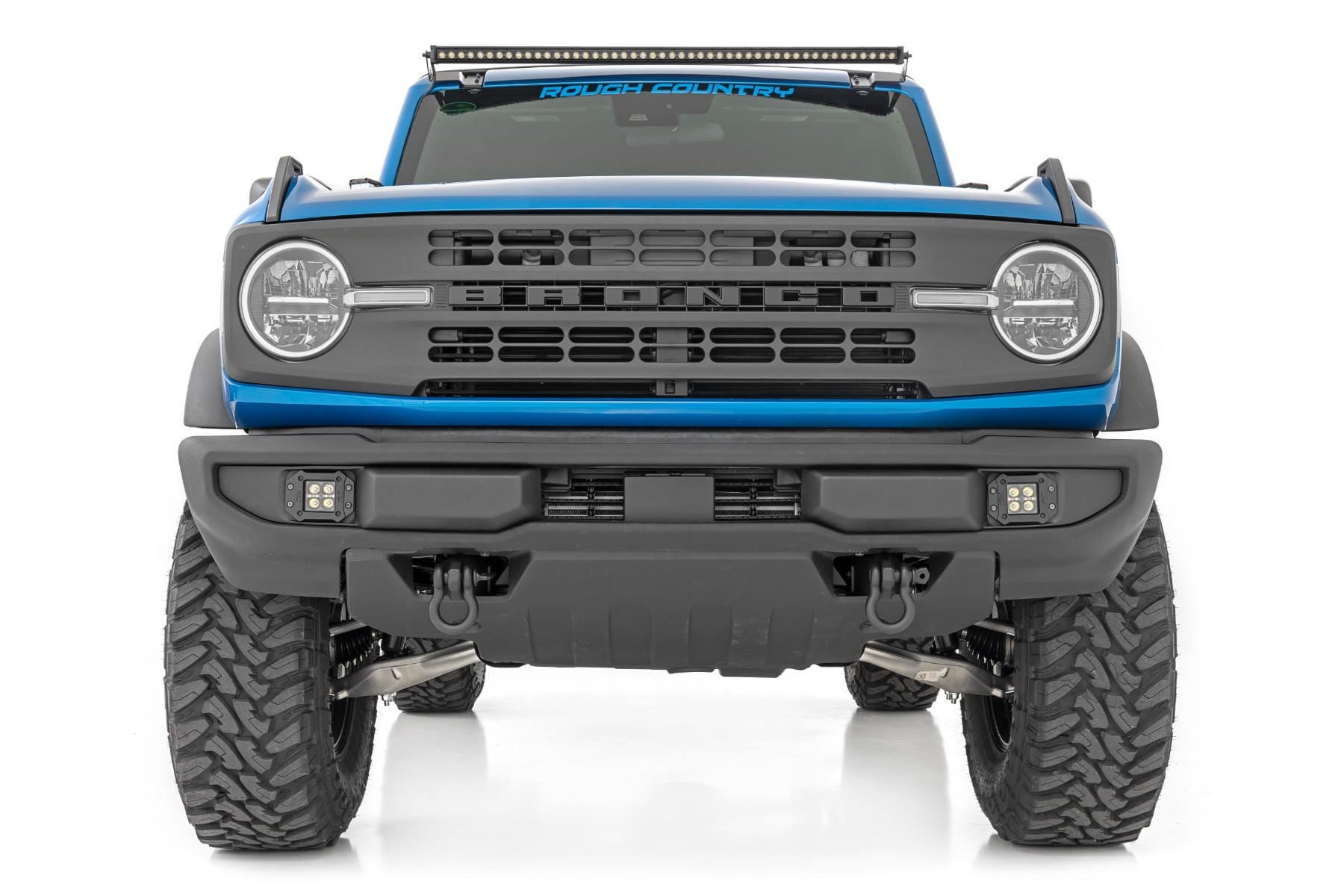 LED Light Kit | Upper Windshield | 50" Black Single Row | Ford Bronco (21-26) by Rough Country