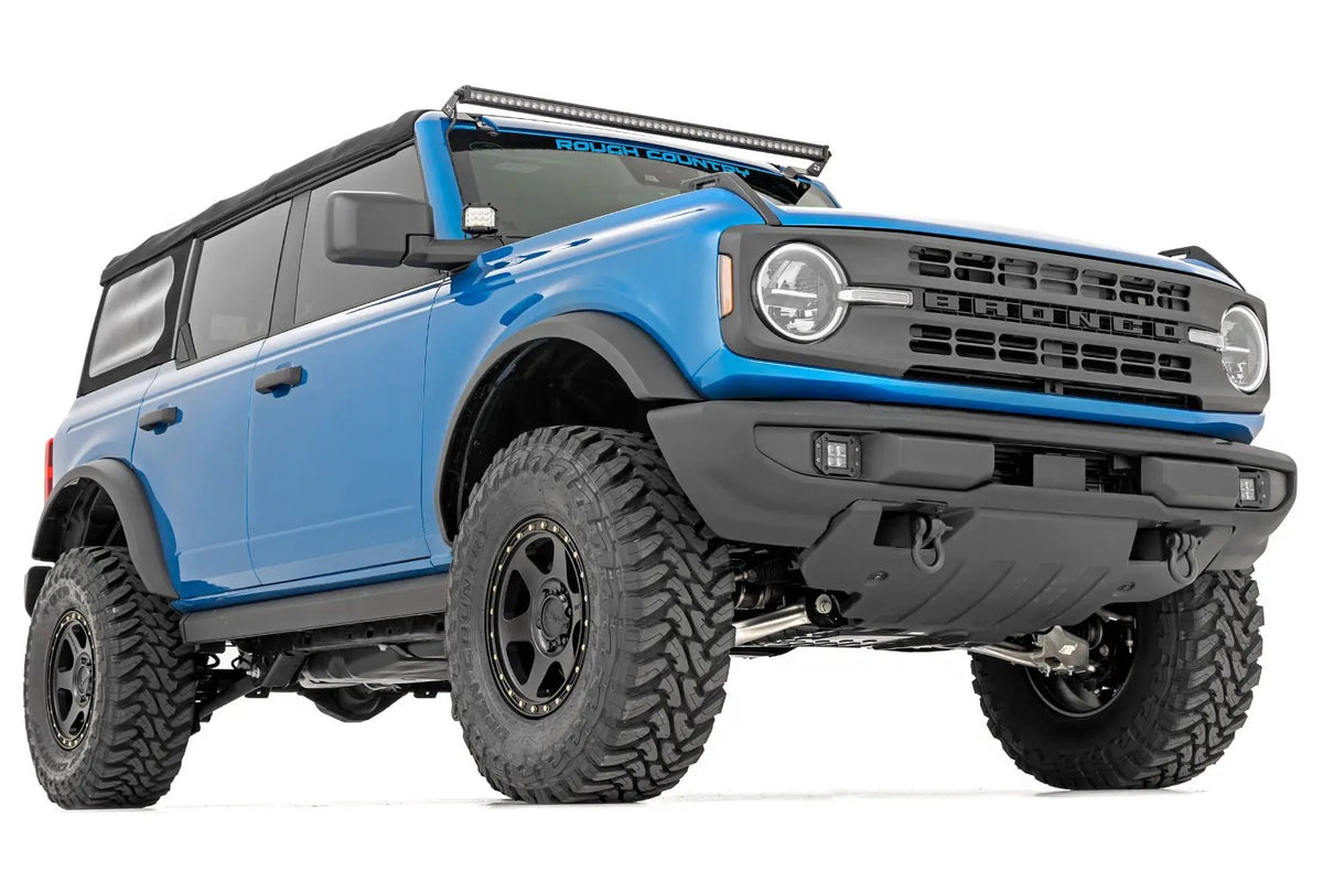 LED Light Kit | Upper Windshield | 50" Black Single Row | Ford Bronco (21-26) by Rough Country