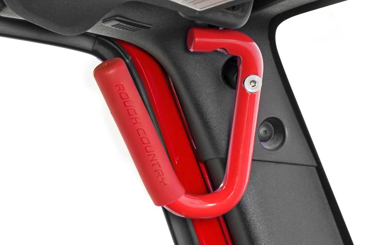 Grab Handles | Steel | FR & RR | Red | Jeep Wrangler JK/Wrangler Unlimited (07-18) by Rough Country