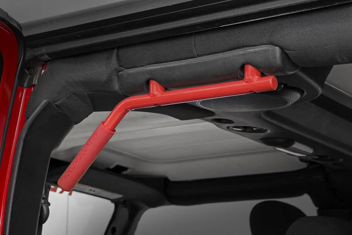 Grab Handles | Steel | FR & RR | Red | Jeep Wrangler JK/Wrangler Unlimited (07-18) by Rough Country