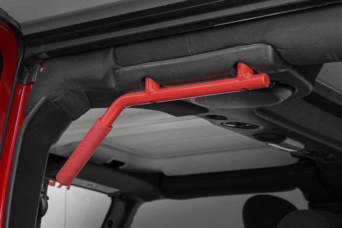 Grab Handles | Steel | FR & RR | Red | Jeep Wrangler JK/Wrangler Unlimited (07-18) by Rough Country