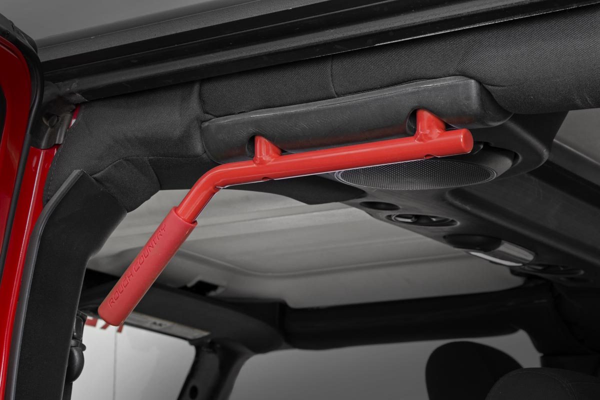 Grab Handles | Steel | FR & RR | Red | Jeep Wrangler JK/Wrangler Unlimited (07-18) by Rough Country