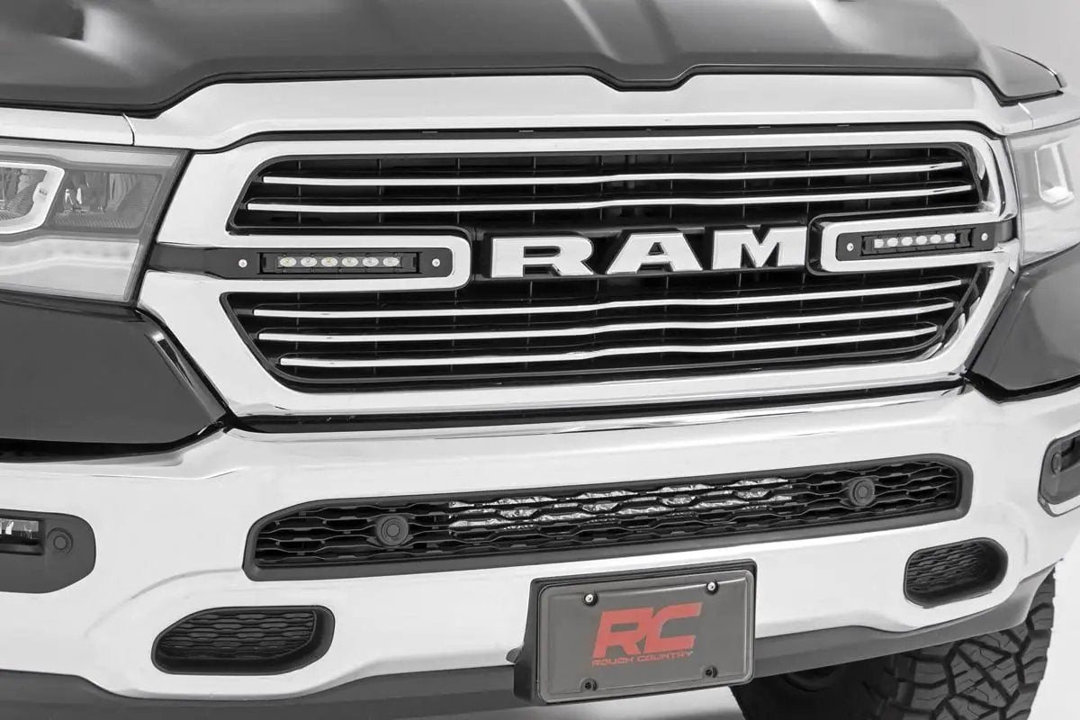 Dual 6in LED Grille Kit | Black Slimline | Ram 1500 2WD/4WD (2019-2024) by Rough Country