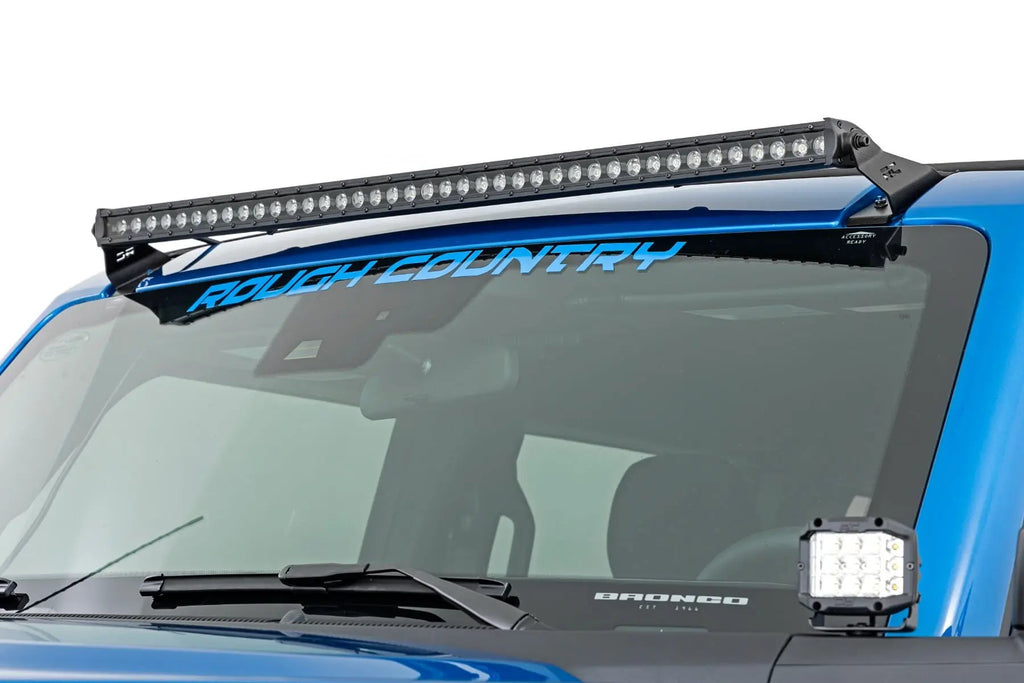 LED Light Kit | Upper Windshield | 40" Black Single Row | Ford Bronco (21-26) by Rough Country