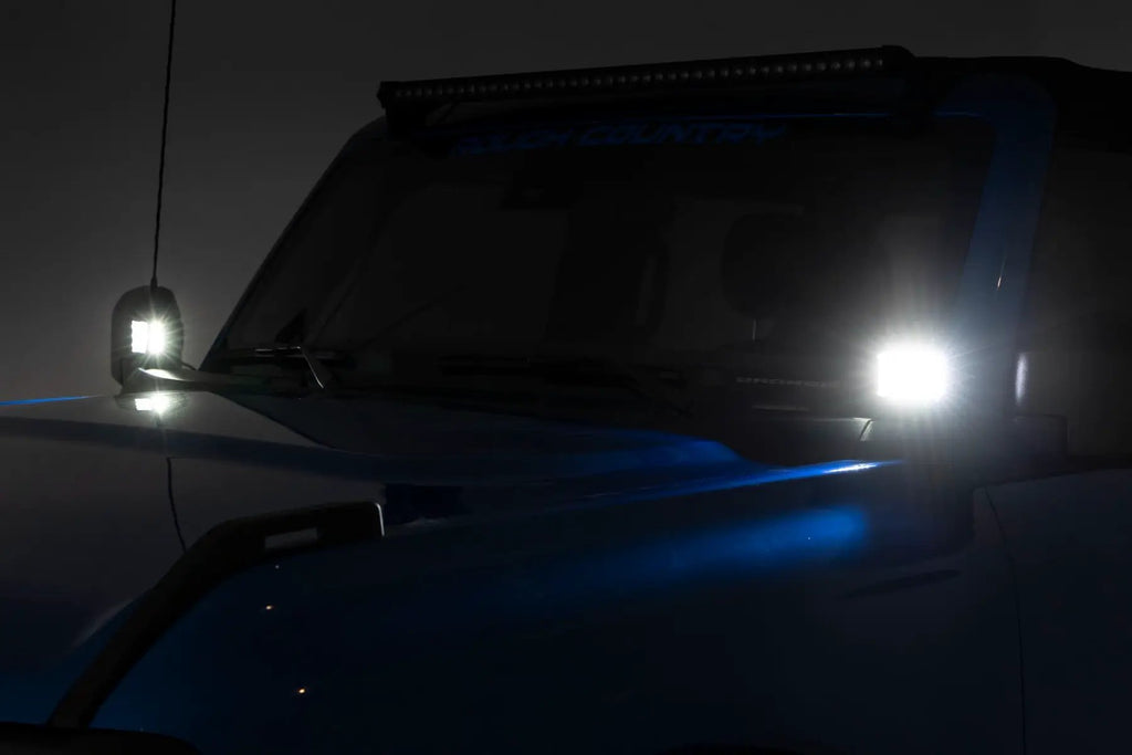 LED Light Kit | Ditch Mount | 2" Chrome Pair | Wide | Ford Bronco 4WD (21-26) by Rough Country