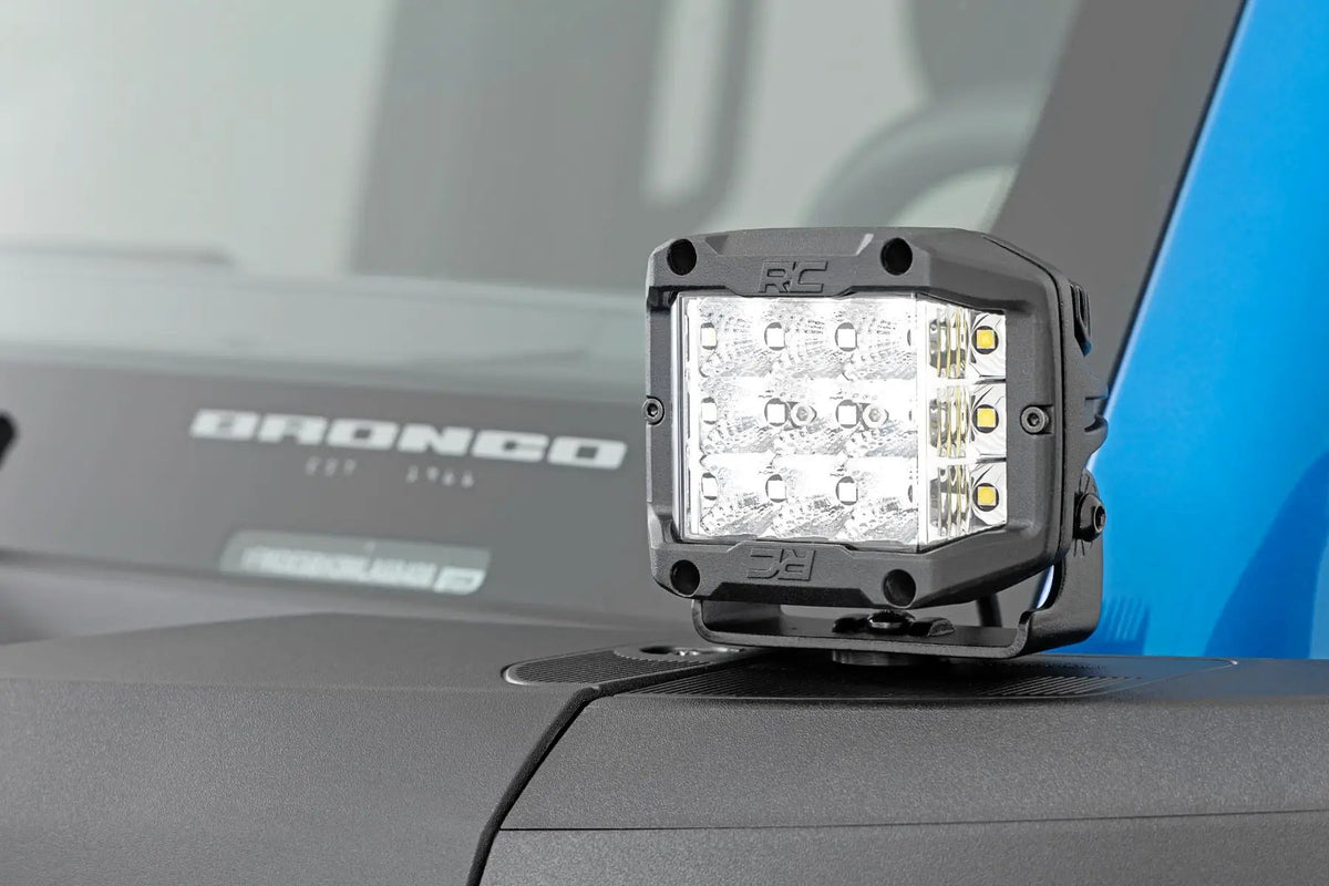 LED Light Kit | Ditch Mount | 2" Chrome Pair | Wide | Ford Bronco 4WD (21-26) by Rough Country