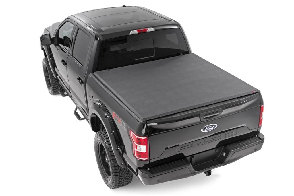 Soft Tri-Fold Bed Cover | 5'7" Bed | Ford F-150 (21-26)/F-150 Lightning (22-26) by Rough Country