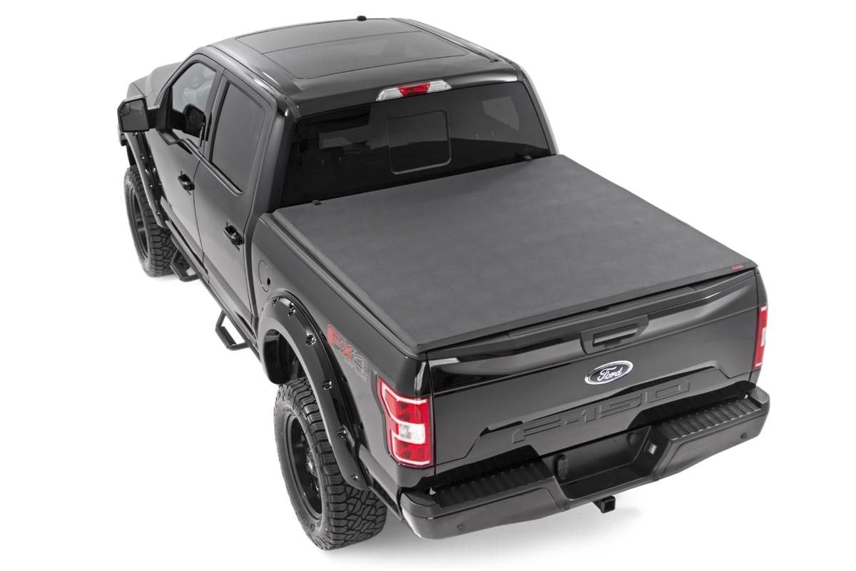 Soft Tri-Fold Bed Cover | 5'7" Bed | Ford F-150 (21-26)/F-150 Lightning (22-26) by Rough Country