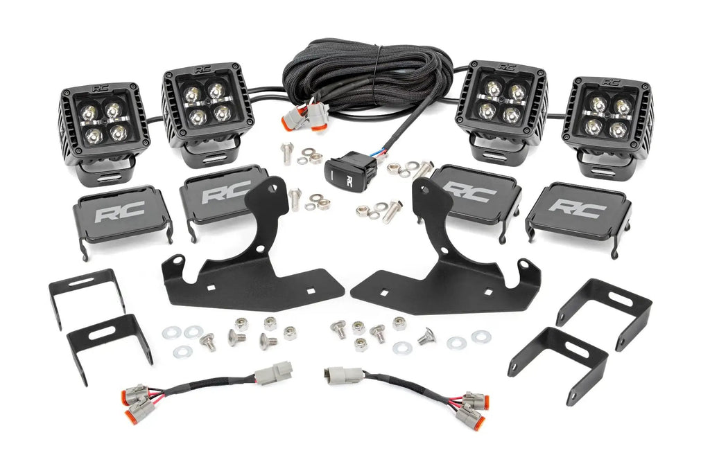 LED Light Kit | Fog | 2" Black Pairs x2 | White DRL | Chevy Silverado 1500/2500HD/3500HD 2WD/4WD by Rough Country