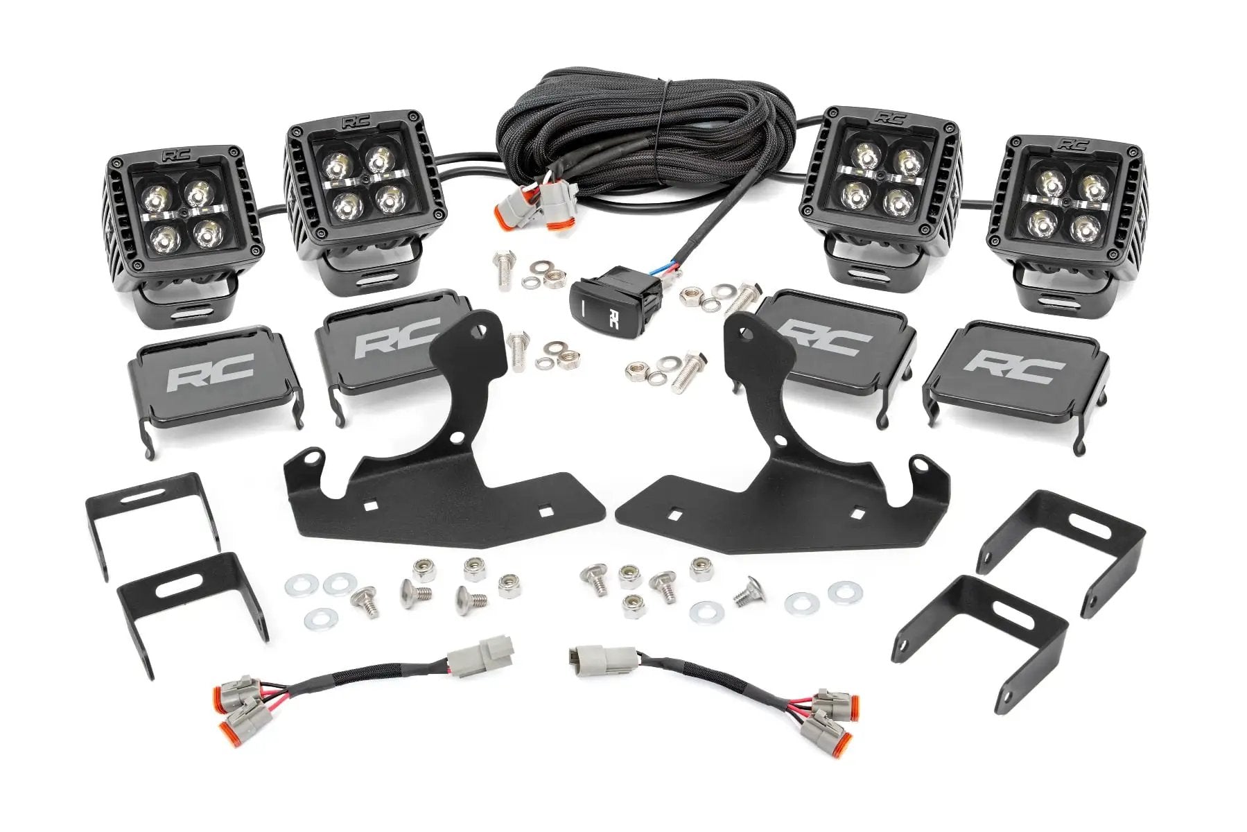 LED Light Kit | Fog | 2" Black Pairs x2 | White DRL | Chevy Silverado 1500/2500HD/3500HD 2WD/4WD by Rough Country