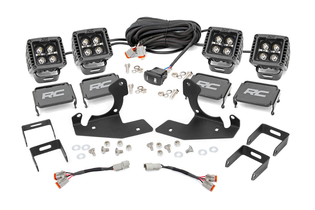 LED Light Kit | Fog | 2" Black Pairs x2 | White DRL | Chevy Silverado 1500/2500HD/3500HD 2WD/4WD by Rough Country
