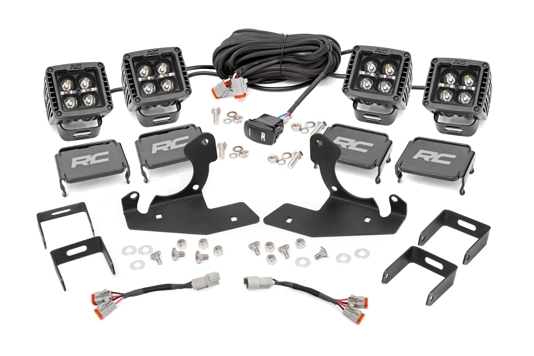 LED Light Kit | Fog | 2" Black Pairs x2 | White DRL | Chevy Silverado 1500/2500HD/3500HD 2WD/4WD by Rough Country