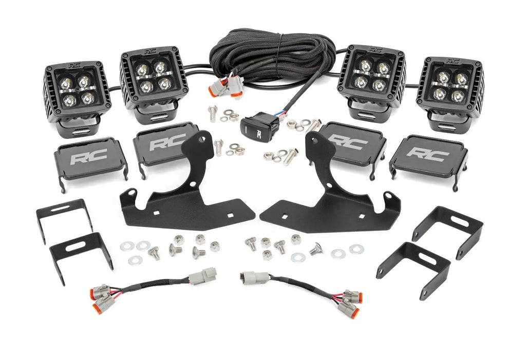 LED Light Kit | Fog | 2" Black Pairs x2 | White DRL | Chevy Silverado 1500/2500HD/3500HD 2WD/4WD by Rough Country