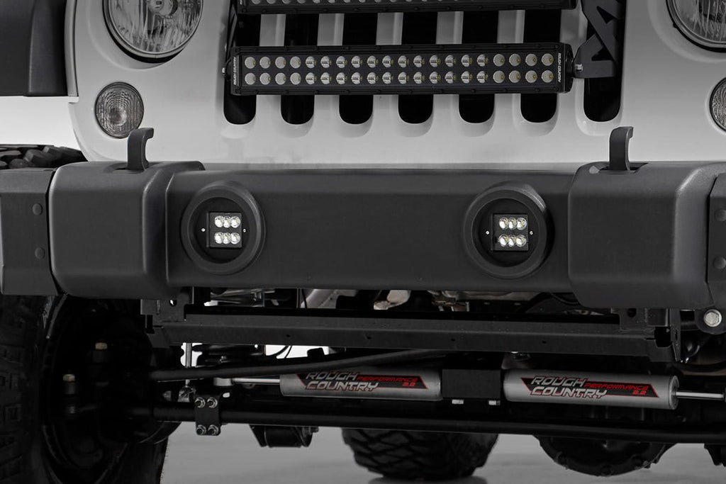 LED Light Kit | Fog Mount | 2" Black Pair | Jeep Wrangler JK/Wrangler Unlimited (10-18) by Rough Country