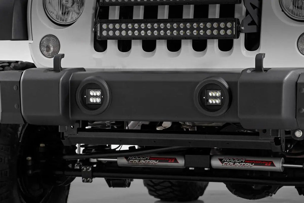 LED Light Kit | Fog Mount | 2" Black Pair | Jeep Wrangler JK/Wrangler Unlimited (10-18) by Rough Country