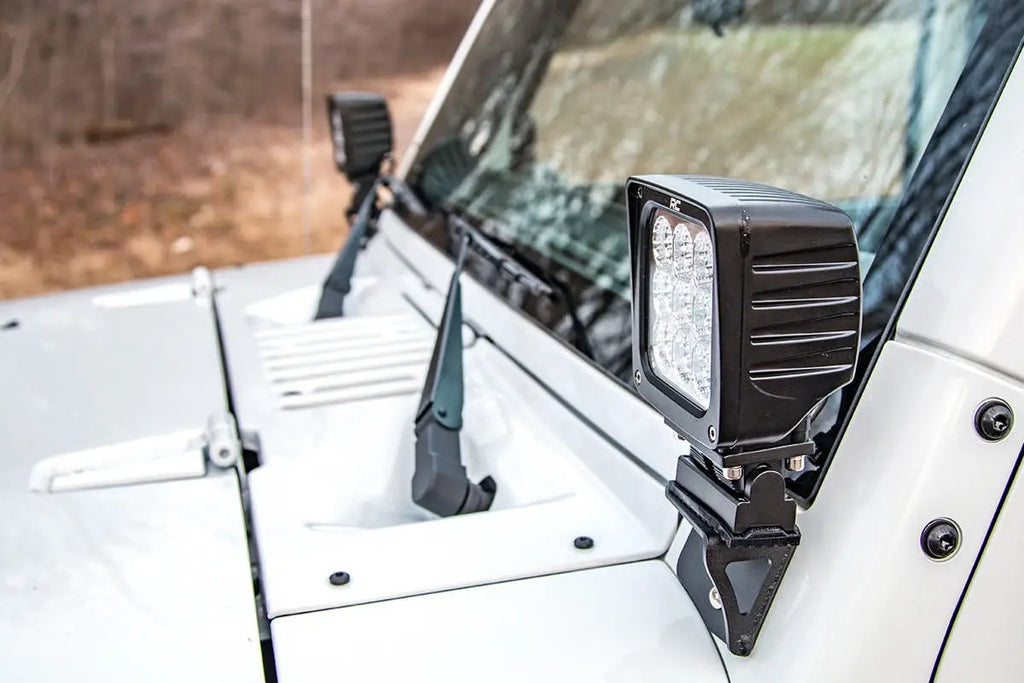 Light Mounts | Lower Windshield | Jeep Wrangler JK/Wrangler Unlimited (07-18) by Rough Country
