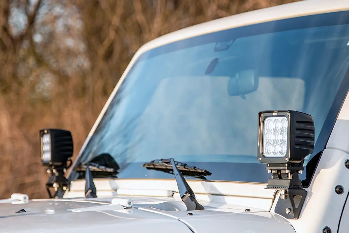 Light Mounts | Lower Windshield | Jeep Wrangler JK/Wrangler Unlimited (07-18) by Rough Country