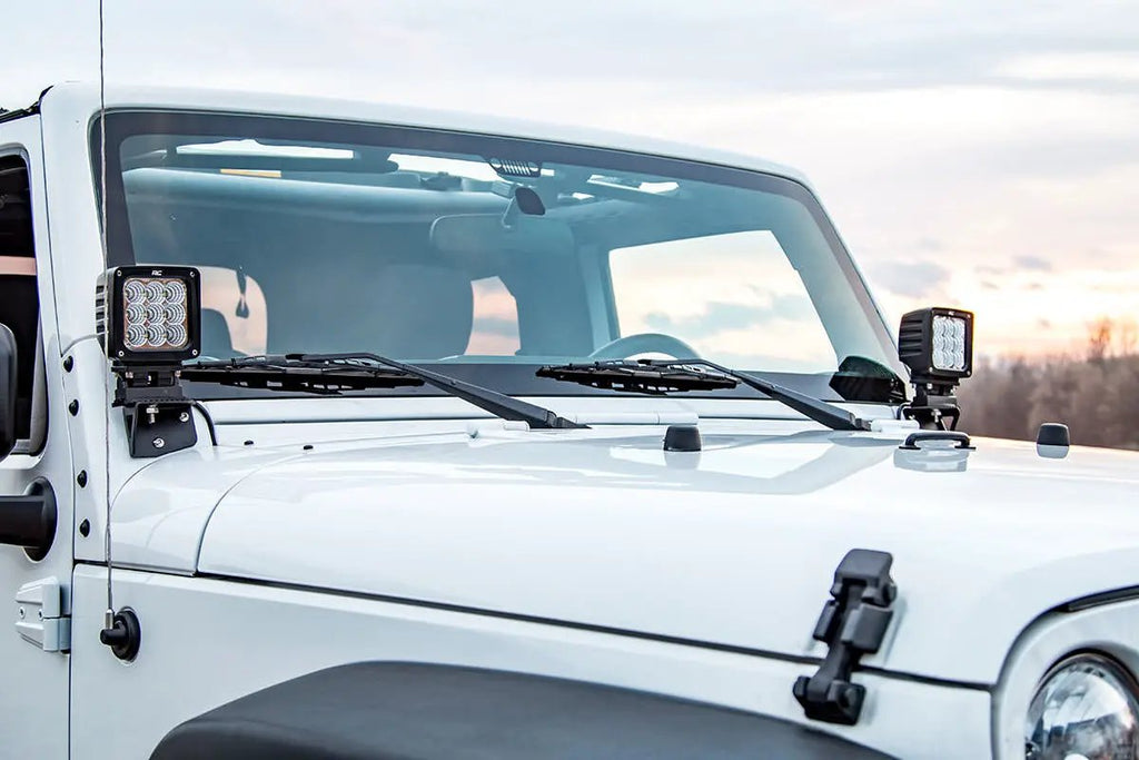 Light Mounts | Lower Windshield | Jeep Wrangler JK/Wrangler Unlimited (07-18) by Rough Country