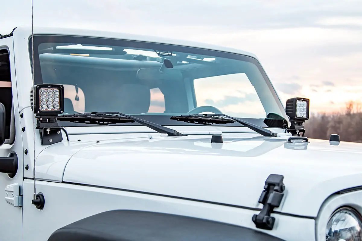 Light Mounts | Lower Windshield | Jeep Wrangler JK/Wrangler Unlimited (07-18) by Rough Country