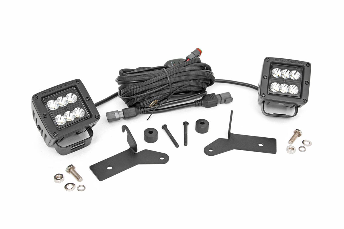 LED Light Kit | Hinge Mount | 2" Black Pair | Jeep Gladiator JT/Wrangler JL (18-26) by Rough Country