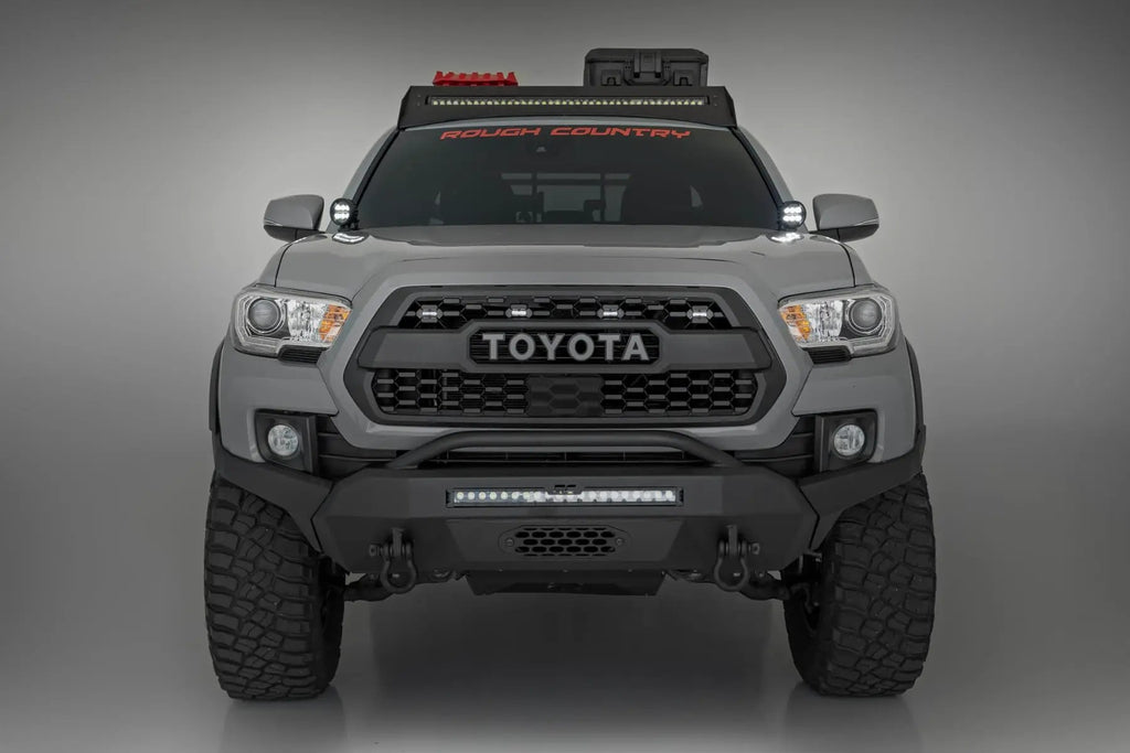 LED Light Kit | Ditch Mount | Black Series Round | 3.5 Inch | Amber DRL | Toyota Tacoma (16-23) by Rough Country