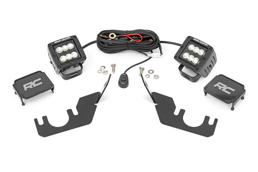 LED Light Kit | Rear Mount | 2" Black Pair | Flood | Kawasaki Teryx 4 1000/Teryx4 800 by Rough Country
