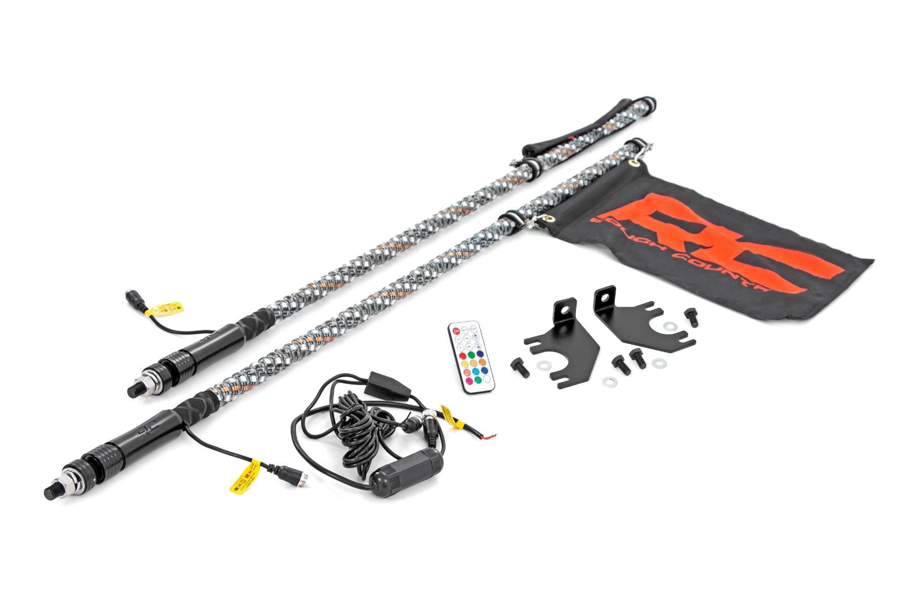 Whip Mount | Cage | 4' Multl-Color LED Whip Pair | Kawasaki Teryx4 800 by Rough Country