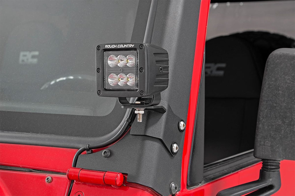LED Light Mount | Lower A-Pillar | Pod | Jeep Wrangler TJ (97-06)/Wrangler Unlimited (04-06) by Rough Country