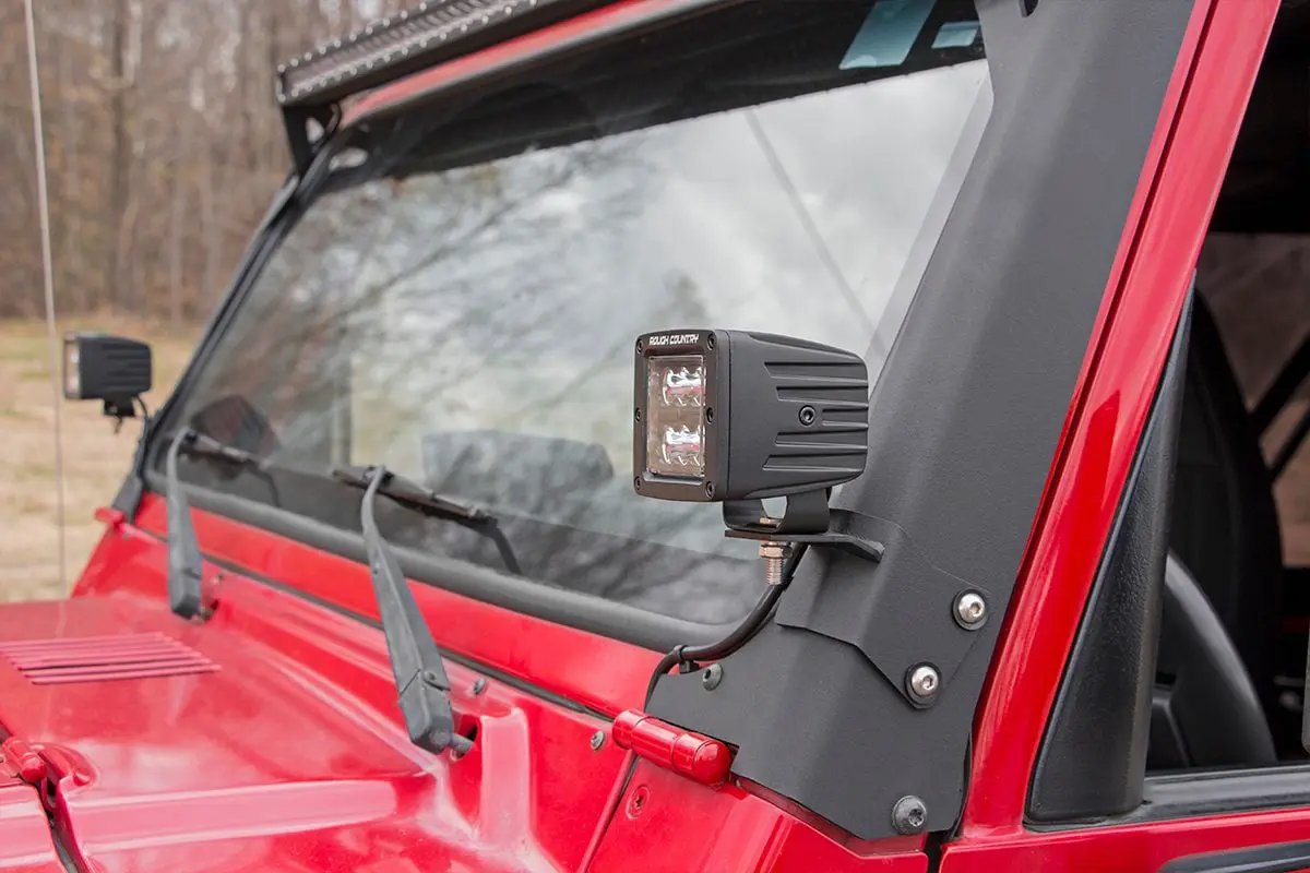 LED Light Mount | Lower A-Pillar | Pod | Jeep Wrangler TJ (97-06)/Wrangler Unlimited (04-06) by Rough Country