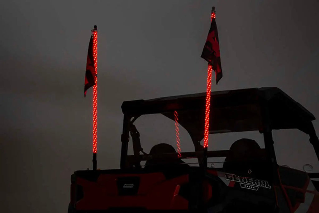 Whip Mount | Bed | 4' Multl-Color LED Whip Pair | Polaris General/Ranger 1000/Ranger XP 900/1000 by Rough Country