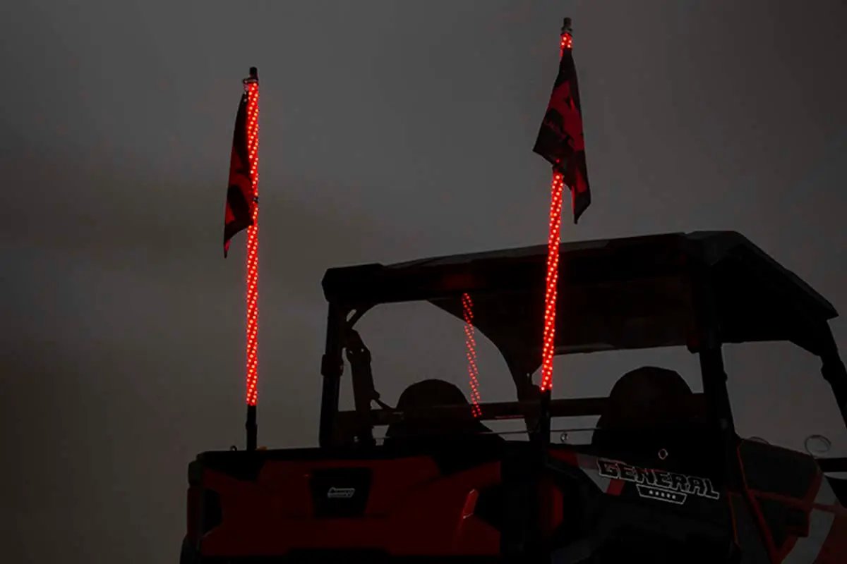 Whip Mount | Bed | 4' Multl-Color LED Whip Pair | Polaris General/Ranger 1000/Ranger XP 900/1000 by Rough Country
