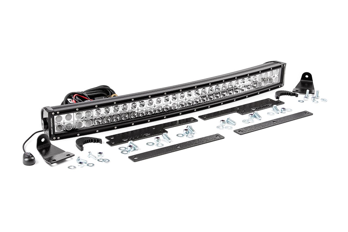 LED Light Kit | Behind Grille Mount | 30" Black Dual Row | White DRL | Chevy Silverado 1500 (14-15) by Rough Country