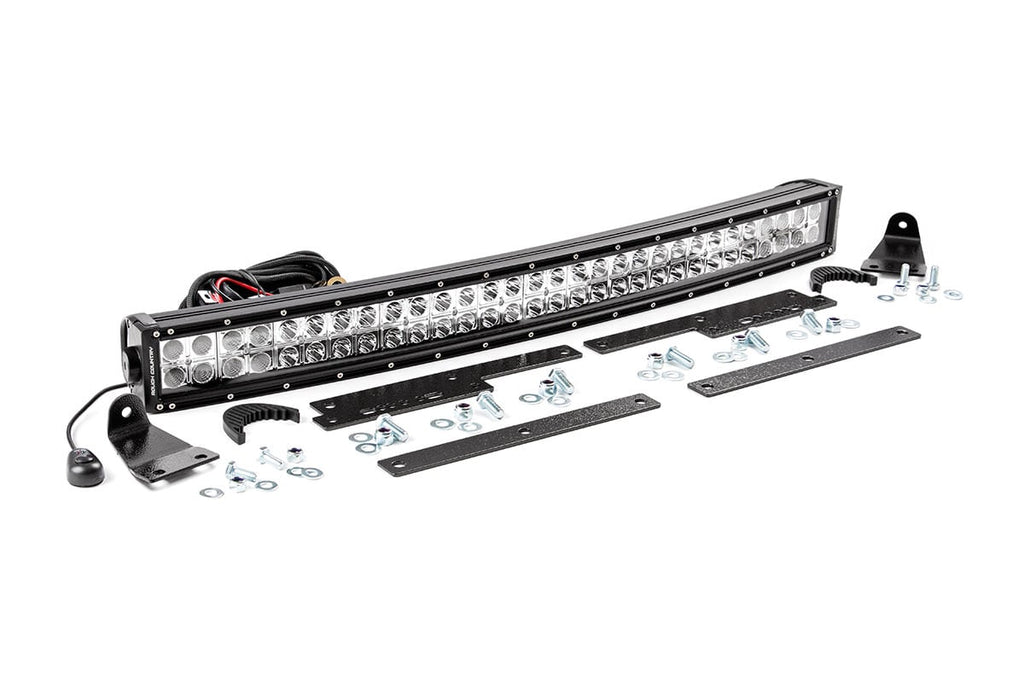 LED Light Kit | Behind Grille Mount | 30" Black Dual Row | White DRL | Chevy Silverado 1500 (14-15) by Rough Country