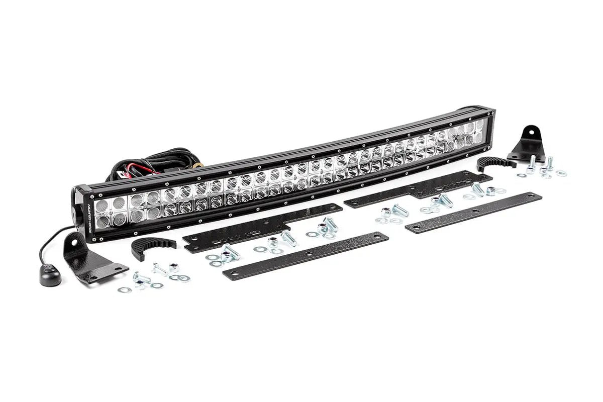 LED Light Kit | Behind Grille Mount | 30" Black Dual Row | White DRL | Chevy Silverado 1500 (14-15) by Rough Country