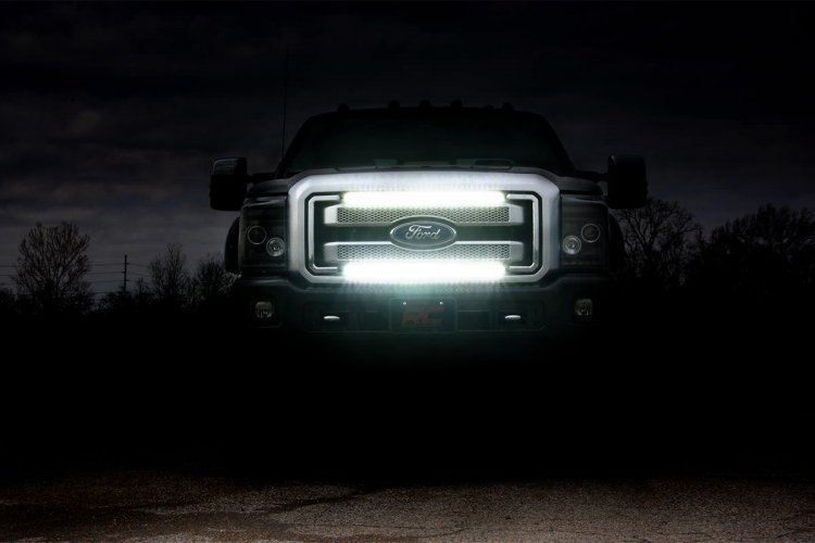 LED Light Kit | Grill Mount | 30" Black Single Row | Ford F-250/F-350 Super Duty (11-16) by Rough Country