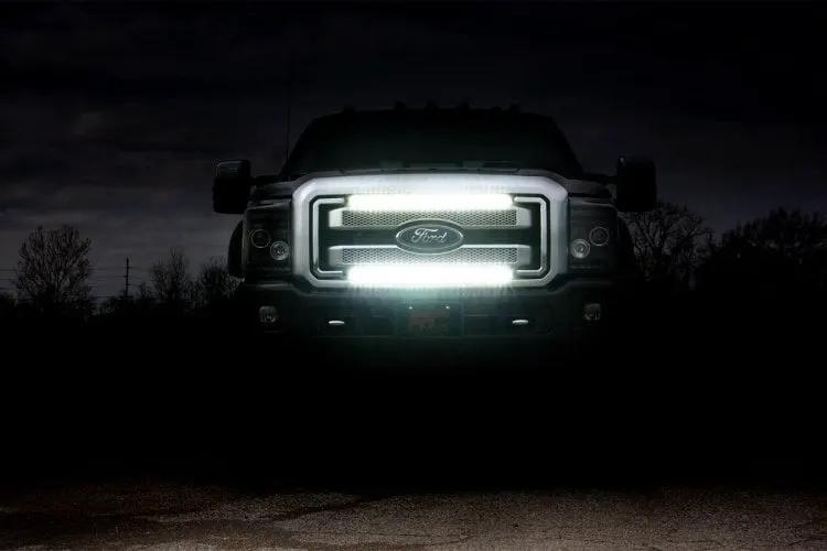 LED Light Kit | Grill Mount | 30" Black Single Row Pair | Ford F-250/F-350 Super Duty (11-16) by Rough Country