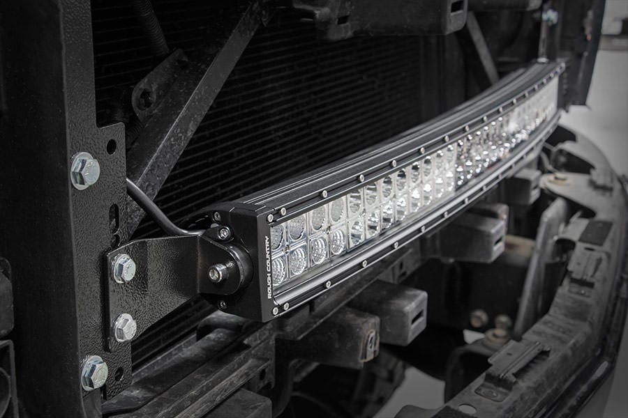 LED Light Kit | Behind Grille Mount | 30" Black Dual Row | White DRL | Chevy Silverado 1500 (14-15) by Rough Country