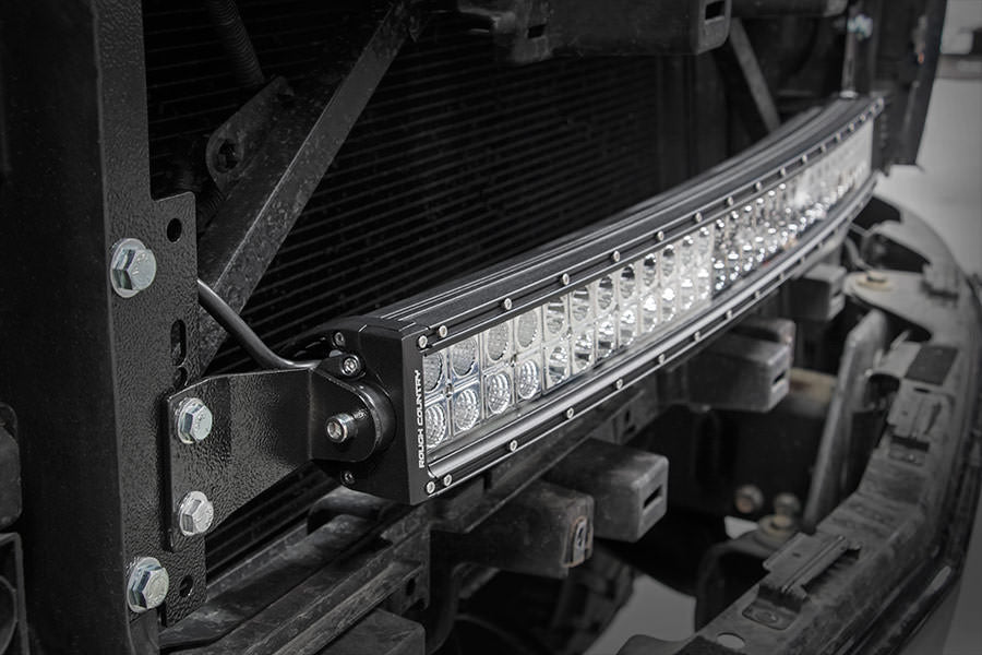 LED Light Kit | Behind Grille Mount | 30" Black Dual Row | White DRL | Chevy Silverado 1500 (14-15) by Rough Country