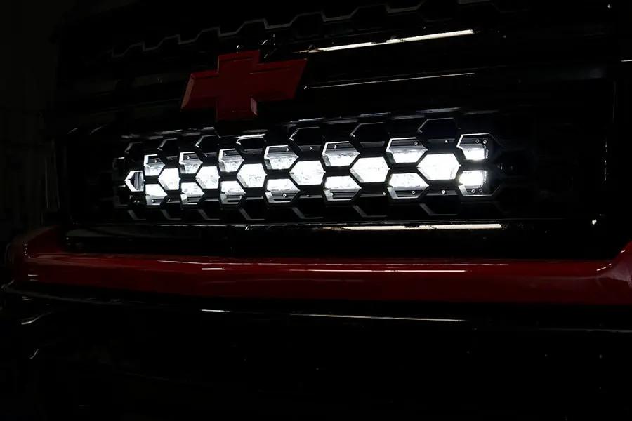 LED Light Kit | Behind Grille Mount | 30" Black Dual Row | White DRL | Chevy Silverado 1500 (14-15) by Rough Country