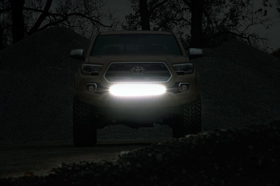 LED Light Kit | Lower Grille Mount | 30" Black Single Row | White DRL | Toyota Tacoma (16-23) by Rough Country
