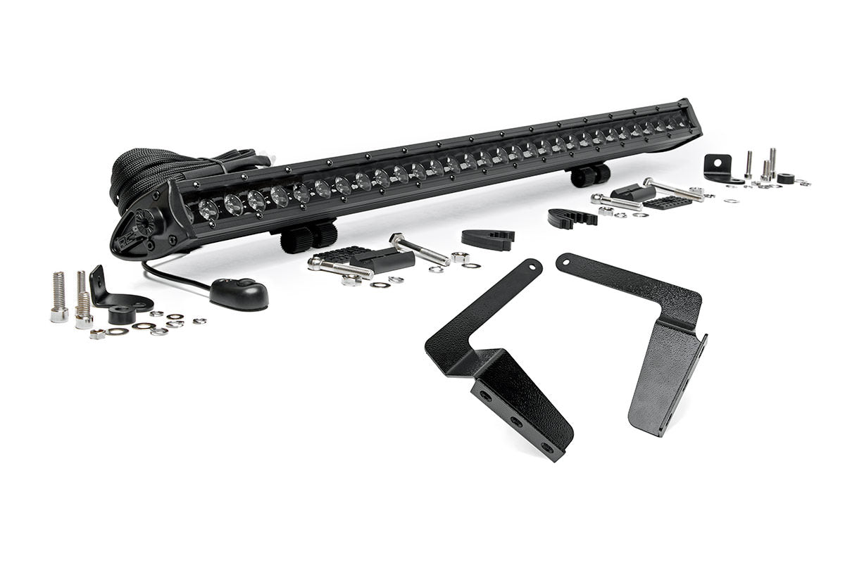 LED Light Kit | Bumper Mount | 30" Black Single Row | Toyota Tundra (14-21) by Rough Country