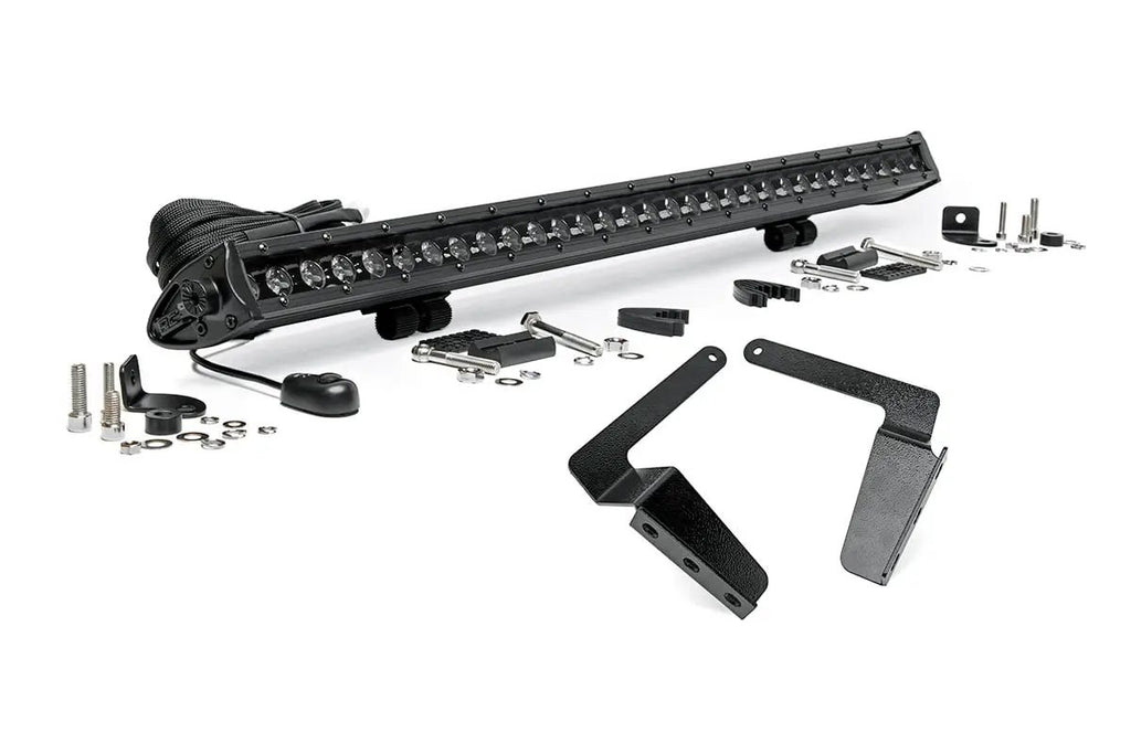 LED Light Kit | Bumper Mount | 30" Black Single Row | Toyota Tundra (14-21) by Rough Country