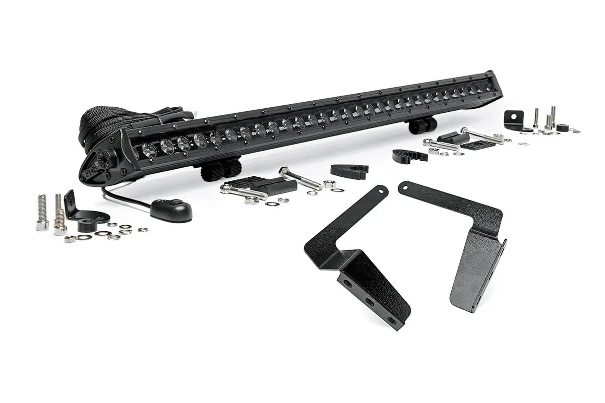 LED Light Kit | Bumper Mount | 30" Black Single Row | Toyota Tundra (14-21) by Rough Country