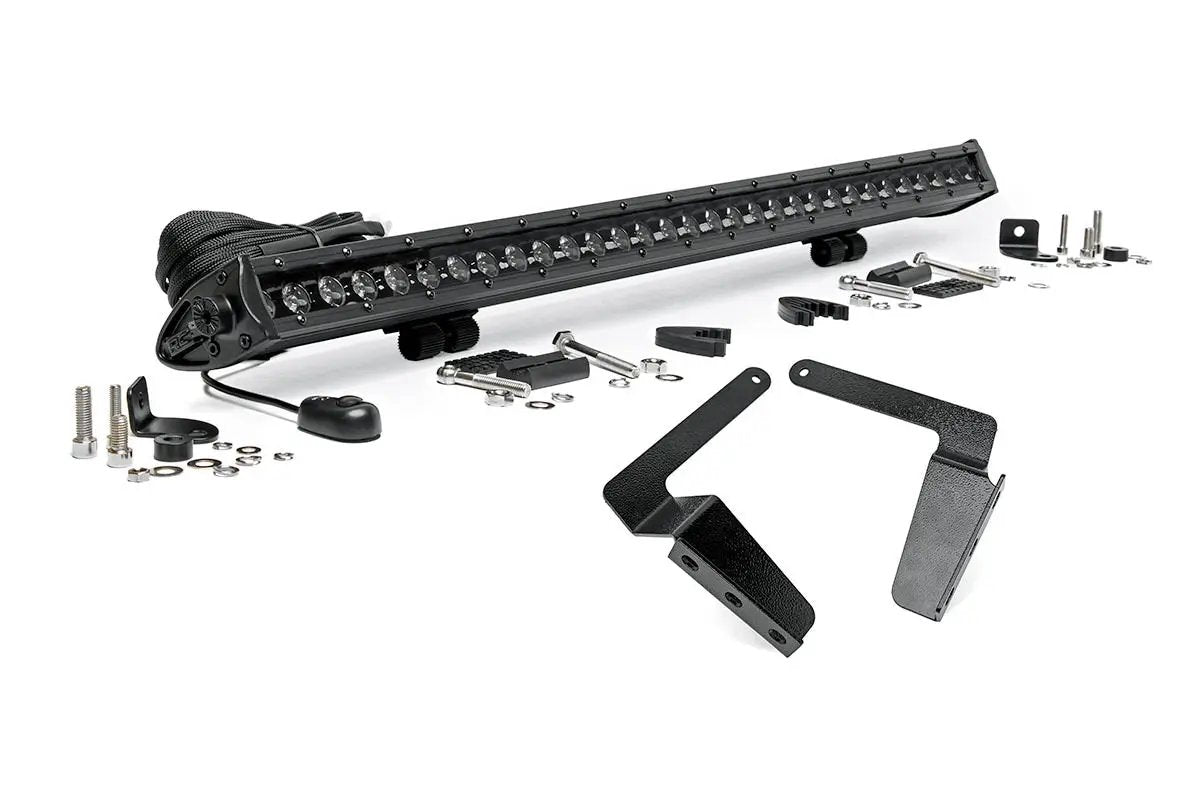 LED Light Kit | Bumper Mount | 30" Black Single Row | Toyota Tundra (14-21) by Rough Country