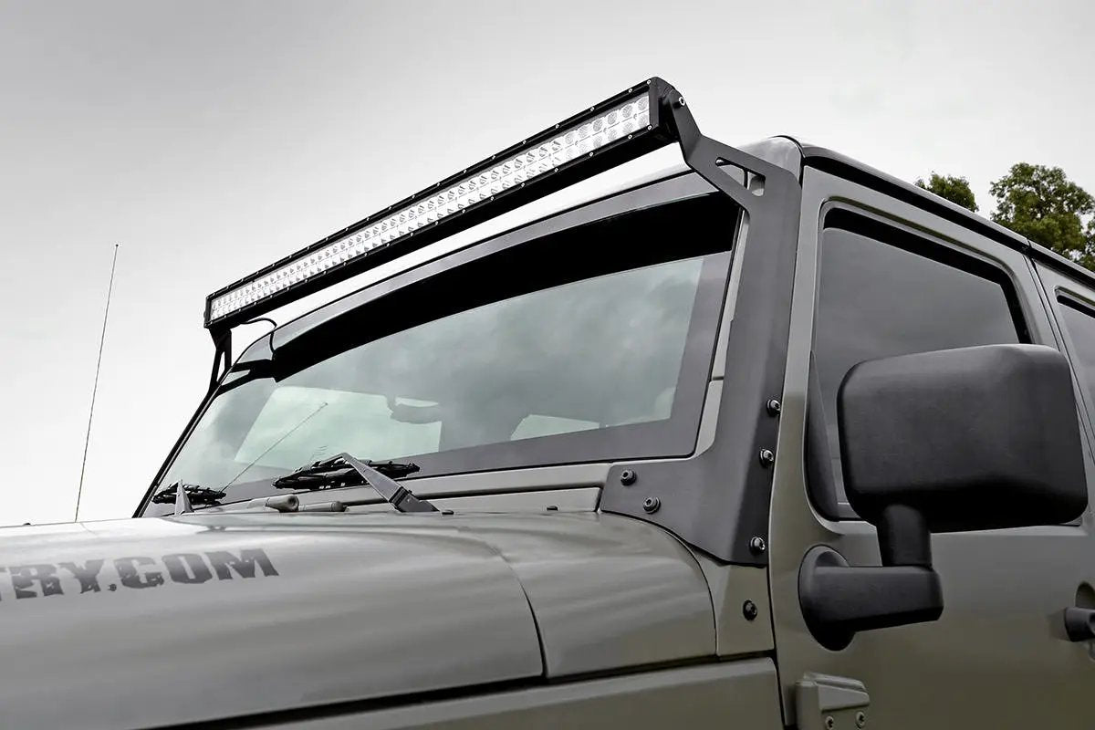 LED Light Kit | Windshield | 50" Spectrum Dual Row | Jeep Wrangler JK/Wrangler Unlimited (07-18) by Rough Country