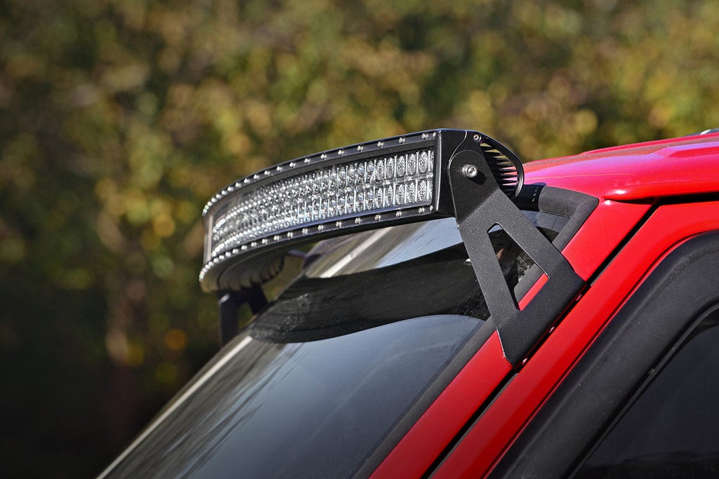 LED Light Mount | Upper Windshield | 50" Curved | Jeep Cherokee XJ (84-01) by Rough Country