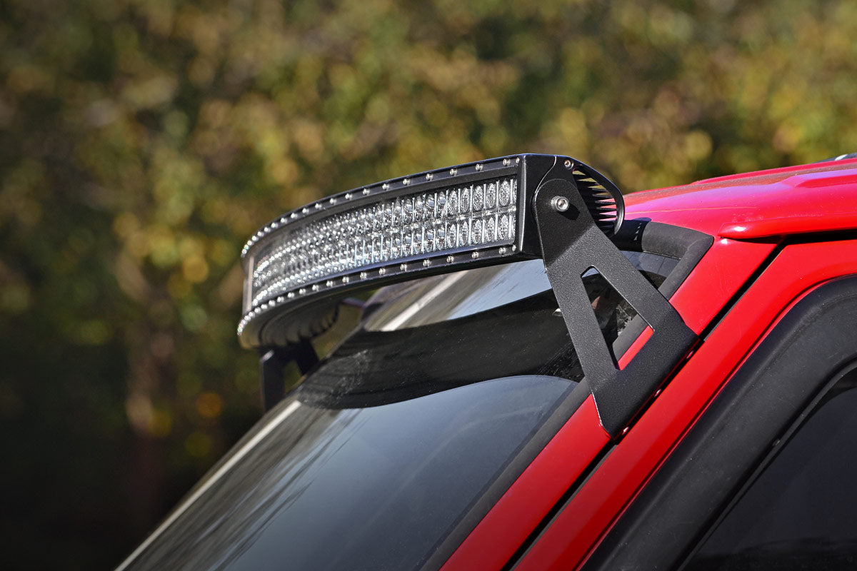LED Light Kit | Windshield Mount | 50" BLK Dual Row | White DRL | Jeep Cherokee XJ (84-01) by Rough Country