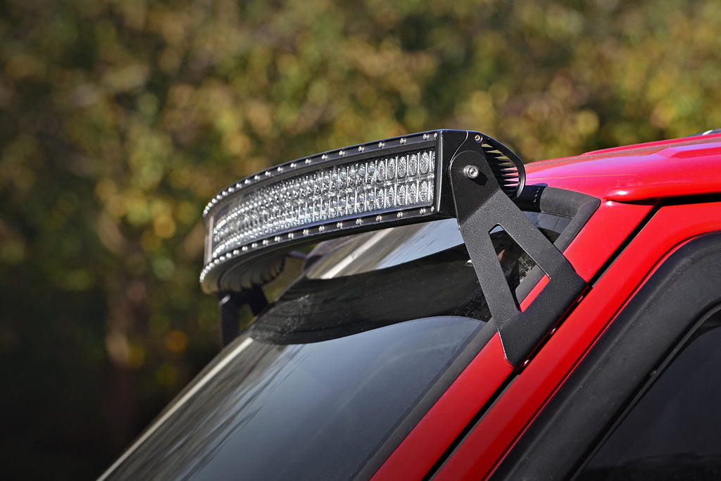 LED Light Kit | Windshield Mount | 50" BLK Dual Row | White DRL | Jeep Cherokee XJ (84-01) by Rough Country